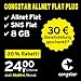 Produktbild congstar Allnet Flat Plus, SIM, Micro-SIM und Nano-SIM, monatlich kündbar (24,00 Euro/Monat, 8 GB Datenflat mit max. 25 Mbit/s, Allnet Flat und SMS Flat) in bester D-Netz-Qualität