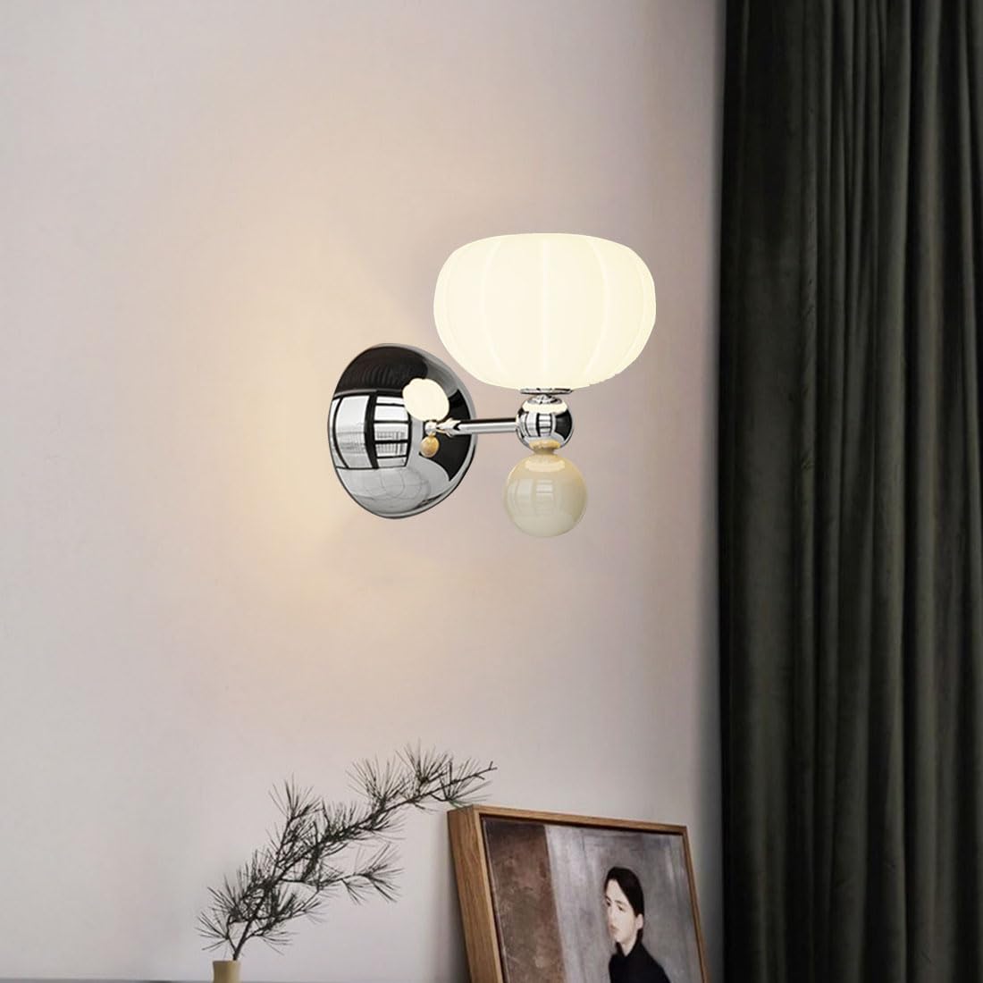 Applique Moderne da Interno in Ferro battuto con Paralume in EP, Stile retrò, Ideali per Camera da Letto, Soggiorno, Ingresso e Sala da Pranzo (Color Crema).