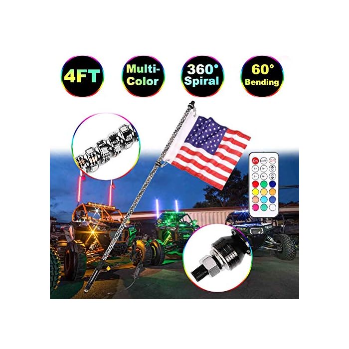 Buy 4FT LED Whip Lights, Moso LED LED Whip Lights RF Remote Controlled