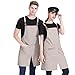 Theuwnee® Delantal, Delantal de Cocina Impermeable con Bolsillos, Delantal de Cocina Ajustable, Delantal de Barbacoa, Delantal con Peto, Delantal de Cocina de Calidad Profesional (Beige)