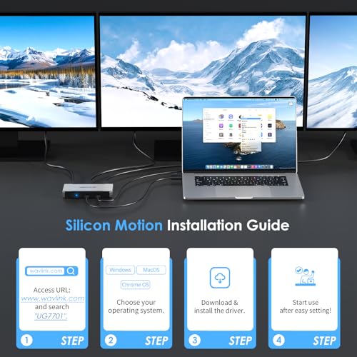 3 Monitor Docking Station,WAVLINK triple monitors adapter for M1/M2/M3/M4/Macbook Neo MacOS.Type-C&A hosts, 100W PD IN,3* HDMI + 2* DP Available,Triple 4K@60Hz, SMI Driver & Host USB3.2 Gen 2 Required by WAVLINK - Image 5