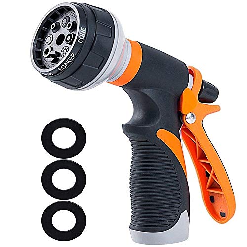Handyone Garden Hose Nozzle, 8 Pattern Water Nozzle Spray for Washing Cars, Cleaning, Watering Lawn and Garden and Showering Dog & Pets.