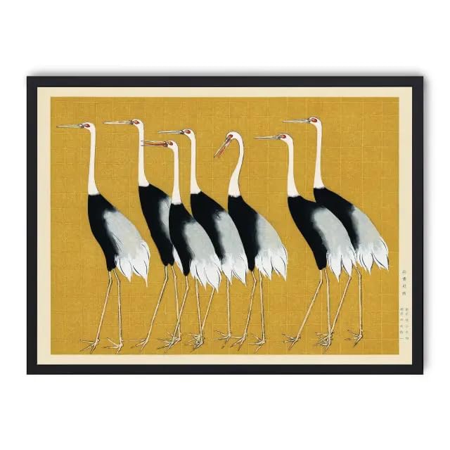 Cuadro cranes on yellow : réveillez un mur blanc avec ce tableau d'art lumineux