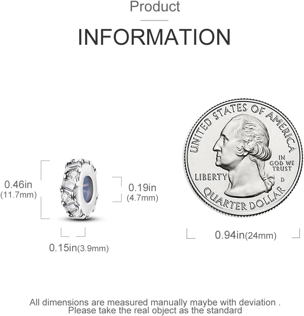 Parmuz Stoppers beads Charms for Bracelets 925 sterling silver 2pcs clip Rondelle Spacer Charm Jewelry for Woman - Image 3