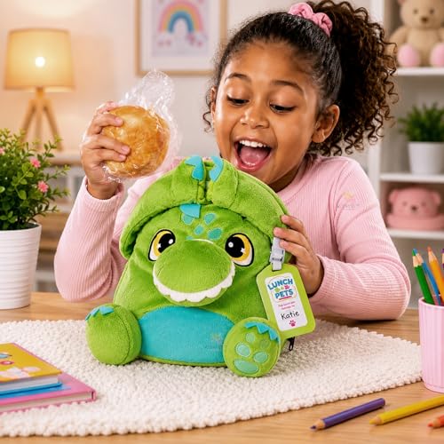 Image of WISHKEY Lunch Box Bags for Kids, Washable Insulated and Spacious Lunch Box Cover with Unique Dino Design, Cute Tiffin Box Bags for Both Boys and Girls from Age- 3 to 8 Years (Pack of 1, Green)