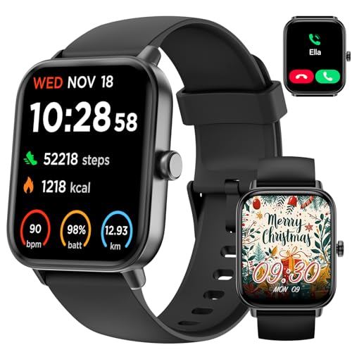 WNH Smart Watch for Men/Women Android & iPhone, 1.8" Touch Screen Fitness Tracker with Alexa, Call & Notification Alerts, Heart Rate/Sleep/SpO2 Monitor, IP68 Waterproof, 120+ Sport Modes (Black)