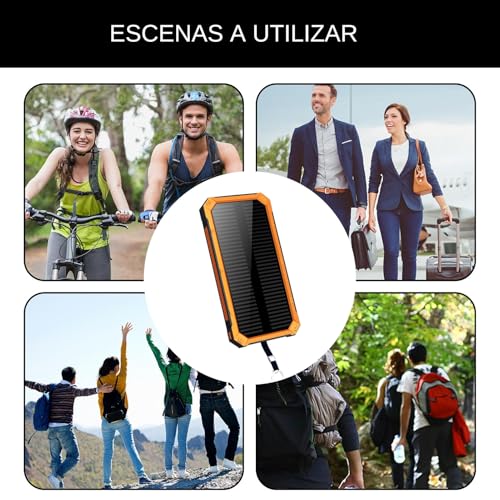 Power Bank Portátil, Batería Externa Solar, Cargador Inalámbrico 20000mAh con Linterna y Carga Rápida para Viajes, Camping y Actividades al Aire Libre - imagen 4