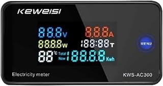 KWS-AC300 DC200 DC 0-200V Voltmeter Ammeter Power Energy Meter AC 50-300V Wattmeter Electricity Meter with Reset Function 0-10A(KWS-AC300 0-20A)