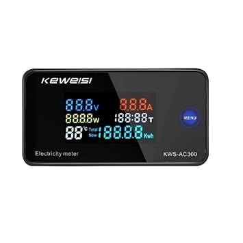 KWS-AC300 DC200 DC 0-200V Voltmeter Ammeter Power Energy Meter AC 50-300V Wattmeter Electricity Meter with Reset Function 0-10AKWS-AC300 0-20A