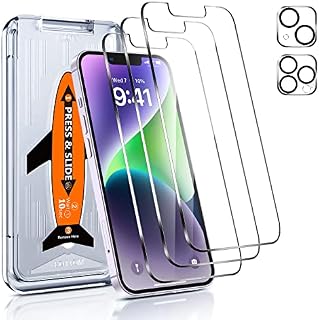 LK Screen Protector for iPhone 13 Pro Max/iPhone 14 plus 6.7", 3 Tempered Glass Protective Film, [9H Hardness], 2 Camera Lens Protector for iPhone 13 Pro max,2 Camera Lens Protector for iPhone 14 plus