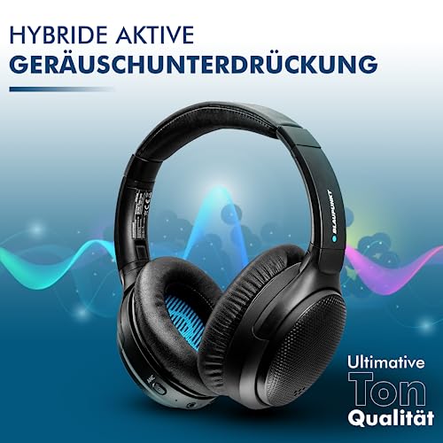 Blaupunkt Active Noise Cancelling Bluetooth 5.0 Kopfhörer HPB 200 - Over Ear Kopfhörer faltbar mit USB-C Anschluss, 26 Std. Laufzeit & integriertem Mikrofon Freisprechen für Smartphone & PC