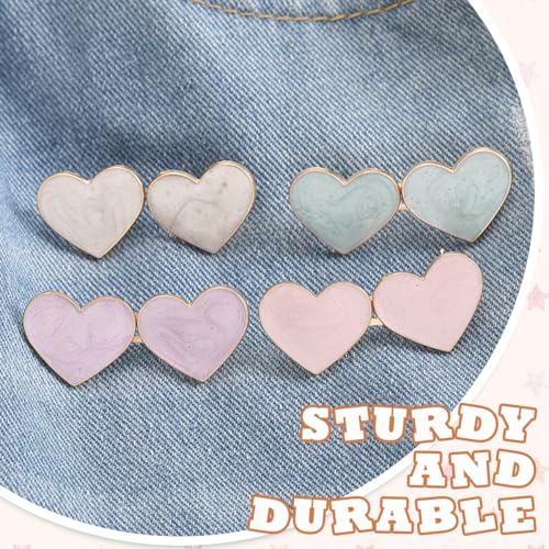 Image of SANNIDHI 8pcs Jeans Tightening Clips, Heart Shape Adjustable Waist Knots for Jeans Adjustable Pins for Women, Too Loose Pant Waist Tighteners Tighten Buckle Clip Decoration Accessories, No Sewing