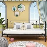 JURMERRY Metal Daybed Frame with Steel Slats Platform Furniture,Black