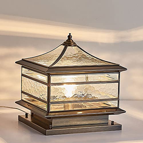 Yxbhlcy Tempered Glass Outdoor Garden Post Lamp Brushed Brass Square Pillar Light Waterproof Ip65 Outdoor Lighting Products For Terrace Patio #TOP26