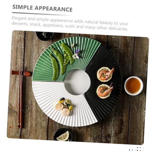 Plato de cerámica estilo japonés en forma de abanico blanco miniatura 3
