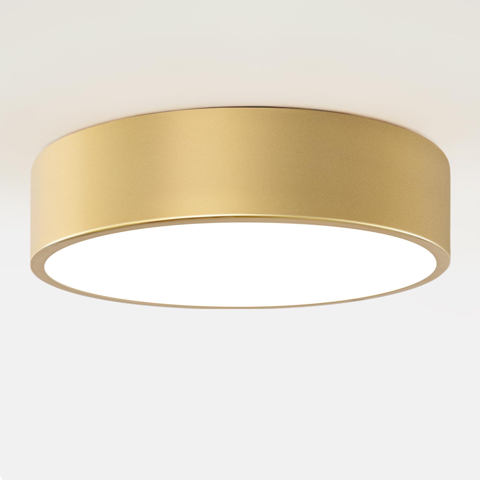 Photo 1 of DOTCN Gold Flush Mount Ceiling Light, Modern 2-Light Close to Ceiling Light Fixture with White Acrylic Shade, Elegant Bathroom Kitchen Bedroom Hallway Closet Lighting (11.8 Inch)