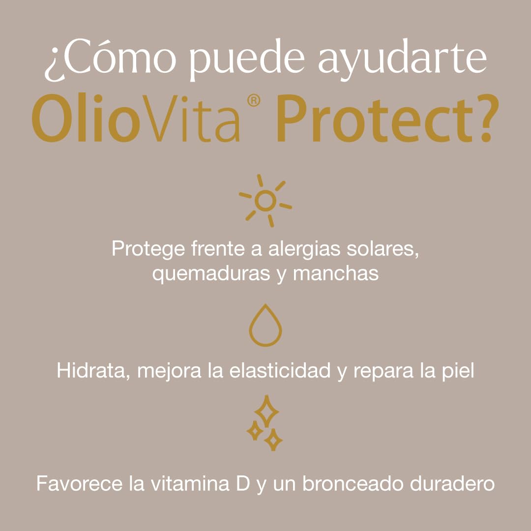 Vitae OlioVita Protect 30 Cápsulas | Fotoprotector con Espino Amarillo | Con Antioxidantes (Extracto de Pomelo y Romero) y Vitamina D | Fotoprotector UVA, UVB | Alergia al Sol, Quemaduras y Manchas
