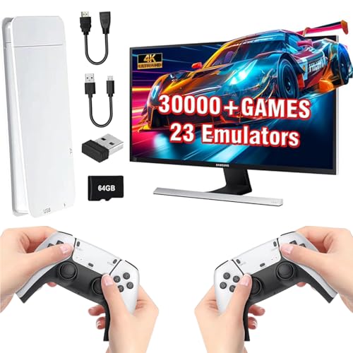 Wireless Retro Game Console,Retro Game Stick Plug And Play With 20000+ Games,23 Emulators,4K HDMI,Retro Handheld Game Console Dual Wireless Controllers,Great for Easter and Birthday Gifts