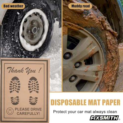 Image of FIXSMITH Disposable Car Floor Mats Paper | Universal Anti Slip Service Foot Mat for Garage & Workshop | Car Interior Protection Sheet | Thank You Print | Pack of 25