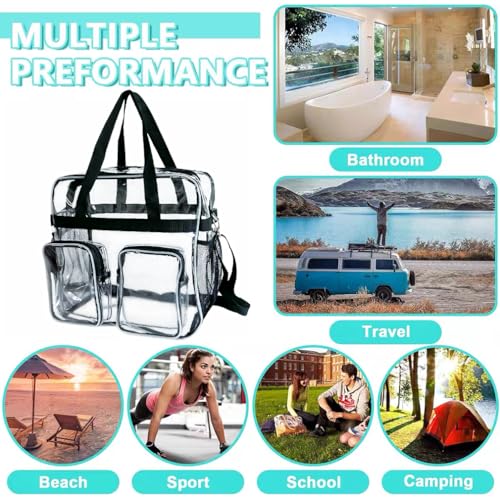 12x12x6 Versatile Clear Crossbody Tote Bag, Front Pocket & Detachable Shoulder Strap,Premium Stadium-Approved Design for Parties Concerts, Sports Events, Travel3