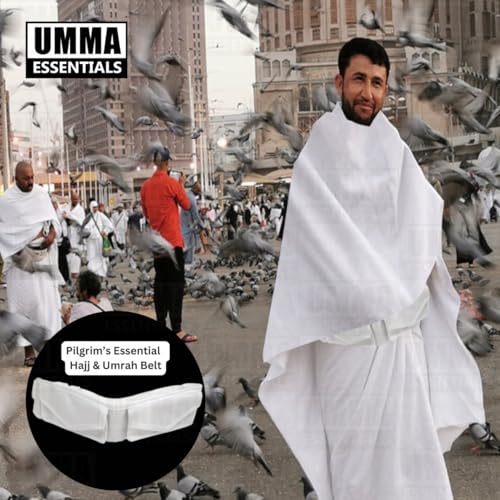 Premium Ahram Ihram Belt for Hajj & Umrah – Hidden Safety Zipper Pockets, Adjustable Waist (23”– 47”), Large Pockets for Cell phone and Sturdy Buckle with Lock Release3
