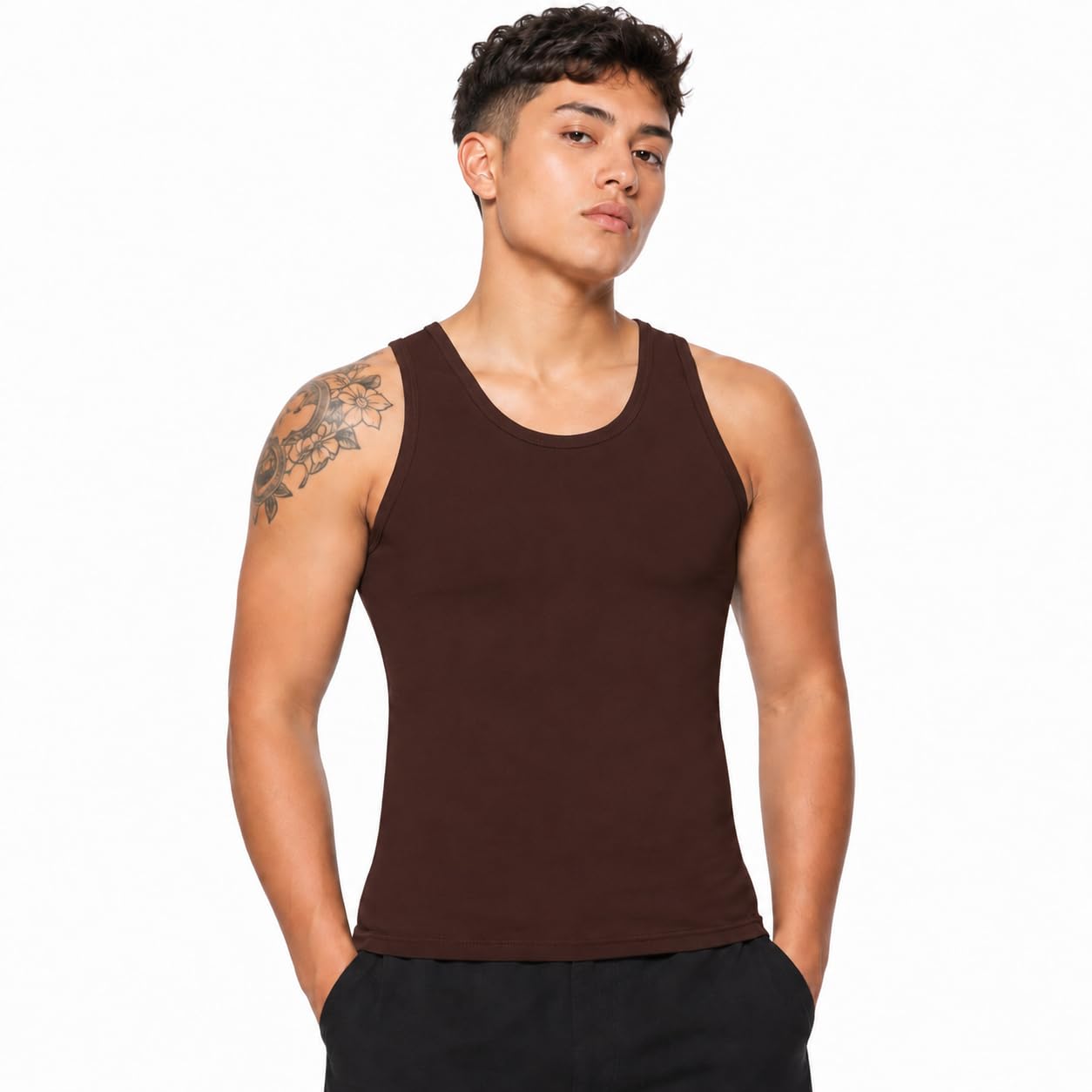 LGBT UNICORNS Long Tank Chest Binder for Trans FTM, Tomboy & Non-Binary, Soft Elastic Transgender Swim Binder Everyday Binder, Coffee, S