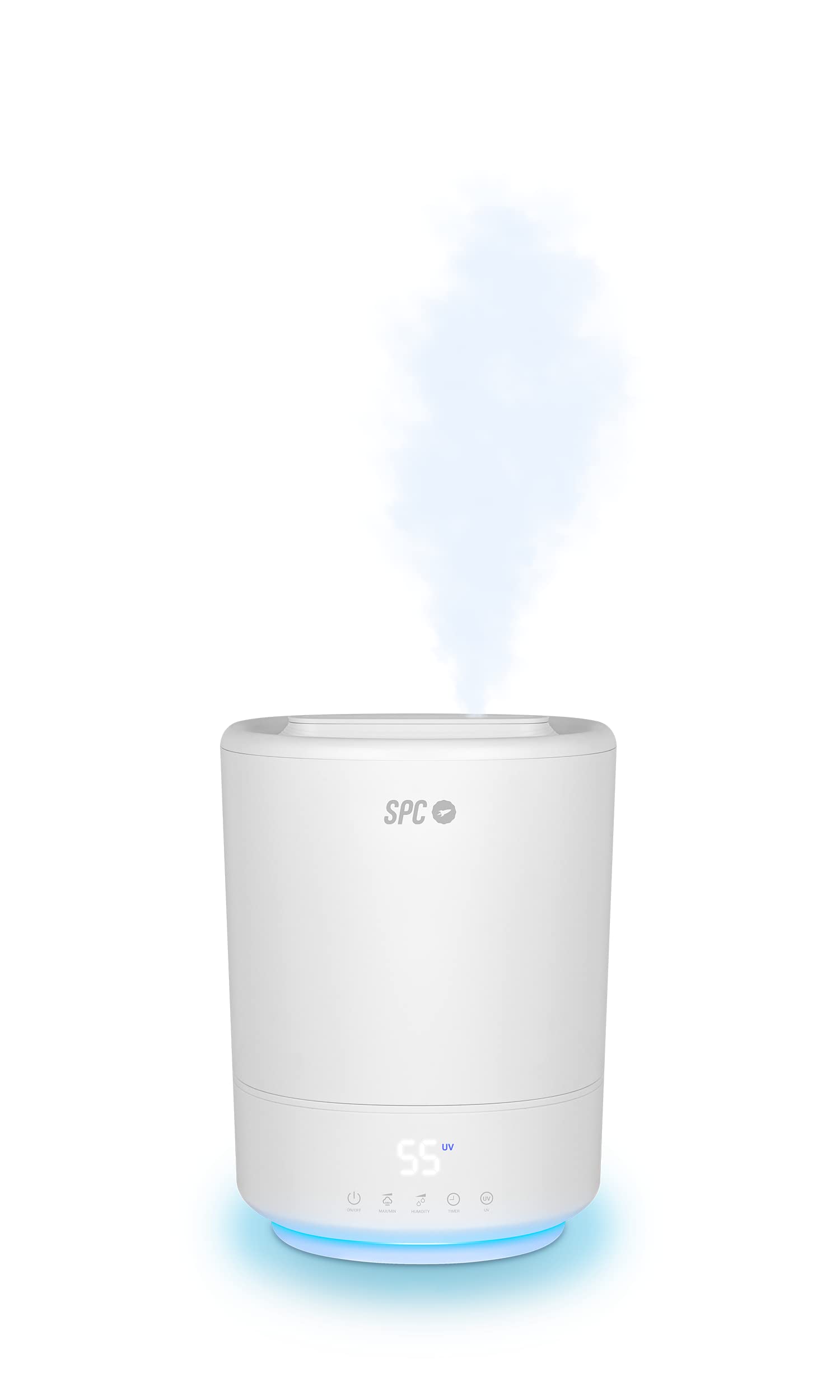 SPC Evadne – Humidificador WiFi inteligente ultrasónico, gran capacidad 4,5L, luz UV-C, carga de agua superior, modos automático, manual y noche, difusor de aromas, luz de noche, temporizador, sin BPA