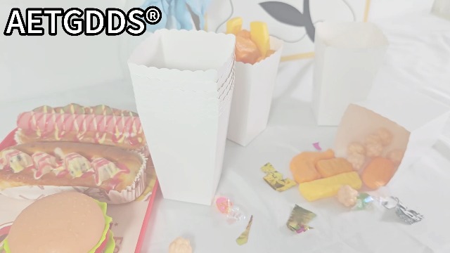 Image of 36 Pcs White Popcorn Boxes 2 x 4.5 x 2.7 inch Mini Popcorn Bags Mini Cardboard Boxes