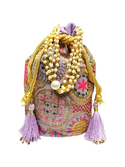 Embroidered Silk Potli Bags - Handcrafted For Weddings, Festive Season & Special Occasions With Beads And Sequins - Made In India-image-35