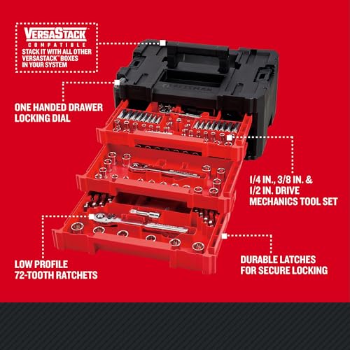 Craftsman Socket Set with Case VERSASTACK 230 Pcs Mechanics Tool Set, 1/4 in, 3/8 in, and 1/2 Drive, Standard and Deep Socket Set, Short and Long Arm Hex Keys (CMMT45306)
