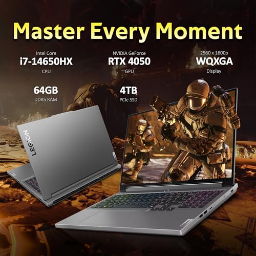 Image of Lenovo Legion 5 16 inch WQXGA 165Hz Gaming Laptop, Intel i7-14650HX, 64GB DDR5, 5TB Storage (4TB SSD+1TB Docking Station Set), GeForce RTX 4050, 4-Zone RGB Backlit Keyboard, Wi-Fi 6E, Win 11 Pro, Grey