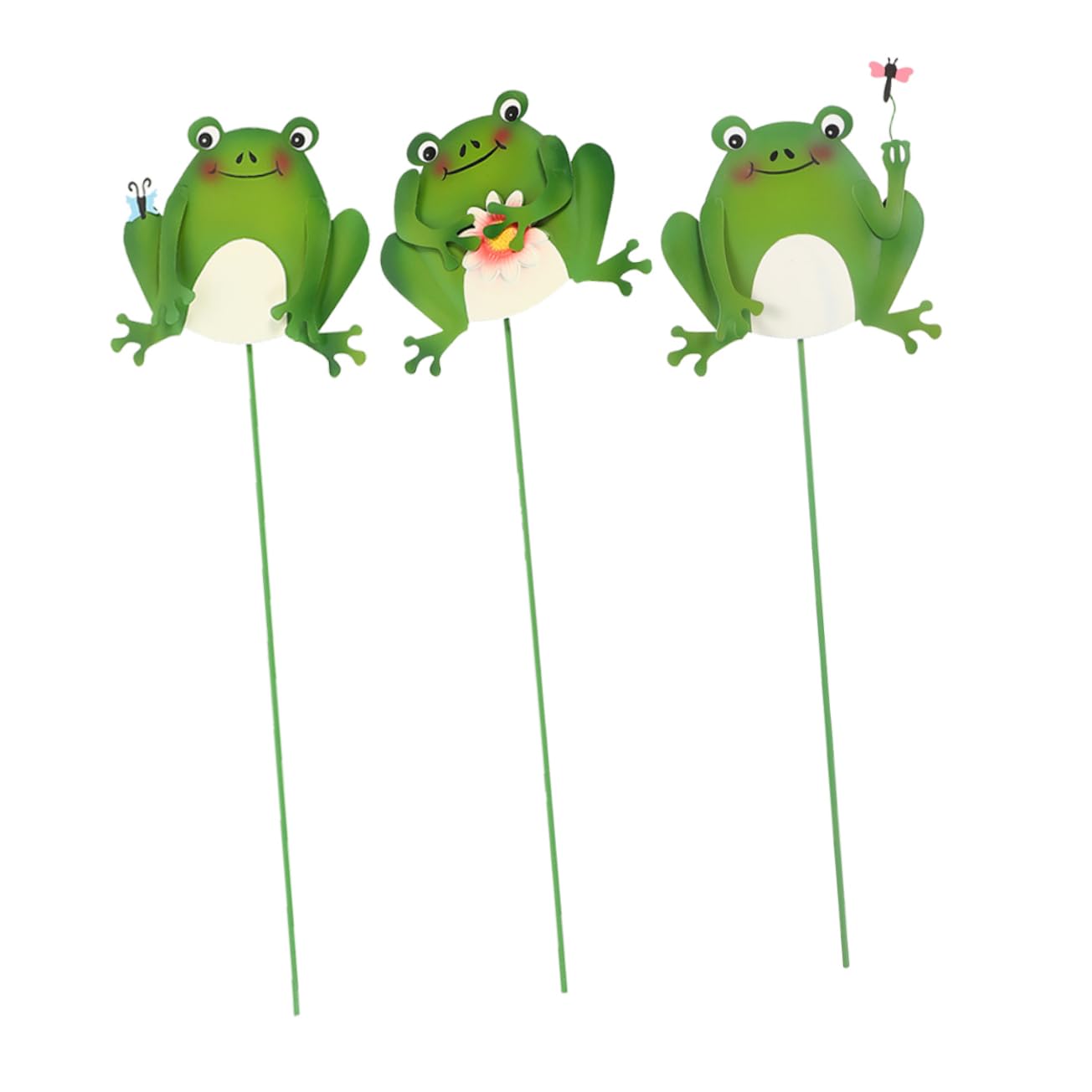 BESPORTBLE 9stücke Teiliges Gartenstecker Frosch Deko Eisenfiguren Für Außenbereich Farbenfrohe Ornamente Für Blumentöpfe Und Gartenbeete Für Gartenliebhaber Einweihungsgeschenk