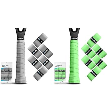 ALIEN PROS 12 Grips Gray & Neon Green New Model M-Tac Tennis Racket Grip Tape - Wrap Your Racquet for High Performance