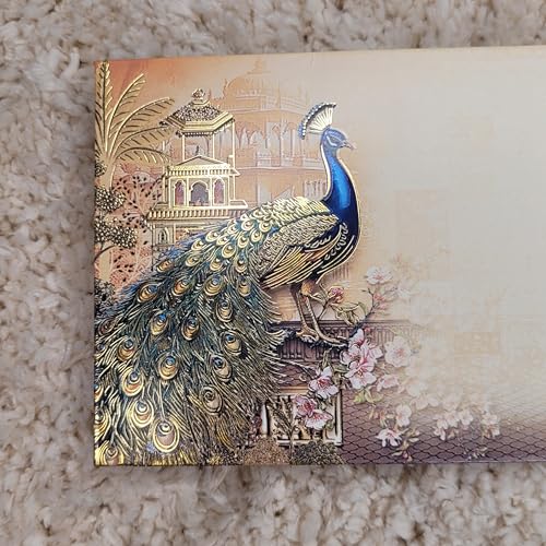 Image of Fonsie cash shagun Pocket small size (4.53 * 3.35 inches) fancy design envelopes pack of 70 for gifting money on wedding gift, baby shower gift, shagun, family gatherings, Peacock brown..