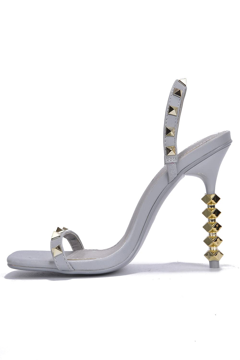 Photo 1 of Cape Robbin Dakine Spike Square Toe Odd Shaped High Heels, Grey Size 6.5