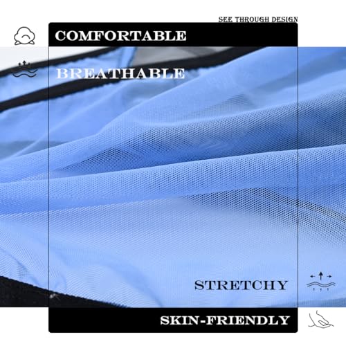 JINSHI Men's Sexy Mesh Breathable Briefs Low Rise See Through Underwear3