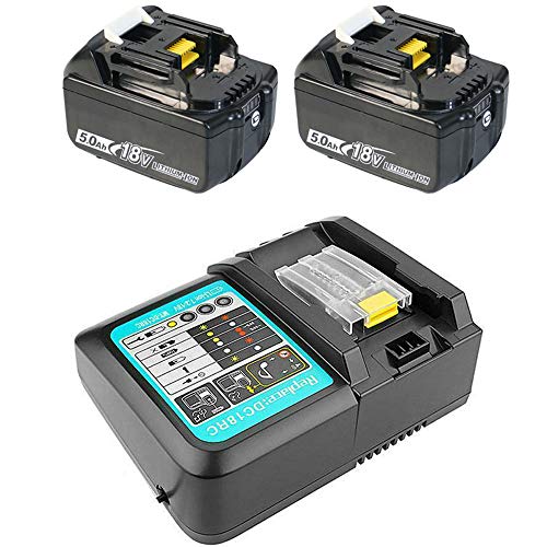 2pack 18V 5.0Ah Replacement Battery for Makita 18V Cordless Power Tools With Charger Lithium-ion LXT Battery BL1860 BL1850 BL1840 BL1830 BL1820 BL1815 BL1845 BL1835 LXT400