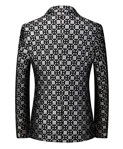 MOGU Mens Blazer Plaid Print Slim Fit Casual Sport Caots Jacket for Daily Prom Party2
