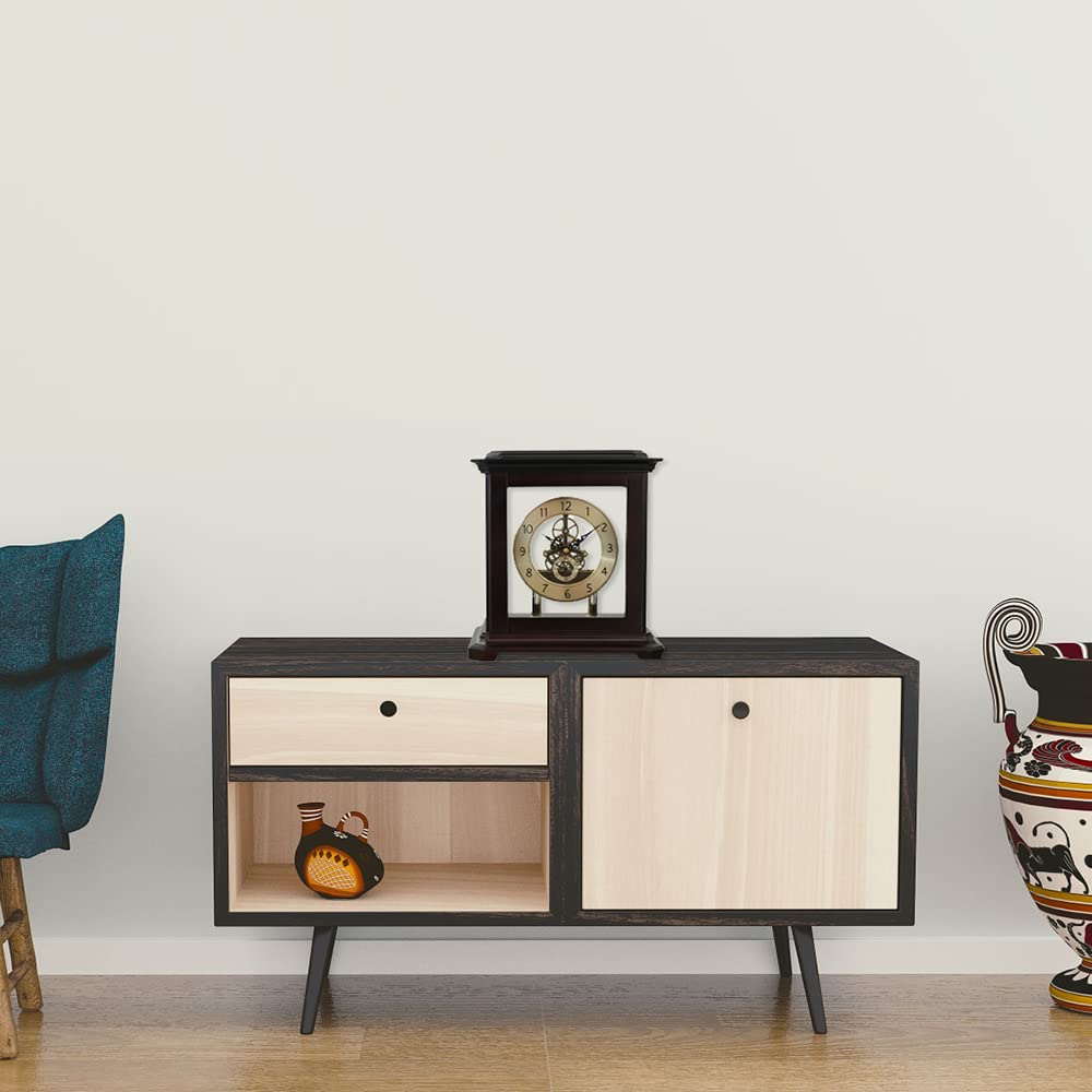 Prim Reloj de Mesa de diseño Elegante de Madera Oscura/Elegante, Motor a Paso de Cuarzo, Esfera Original, decoración de Mesa de Lujo, tamaño 220 x 280 x 180 mm, decoración de Lujo para salón,