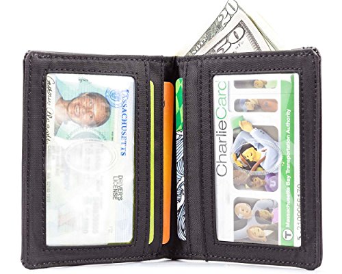 Big Skinny Metro Leather Bi-Fold Slim Wallet, Holds Up to 20 Cards, Black2