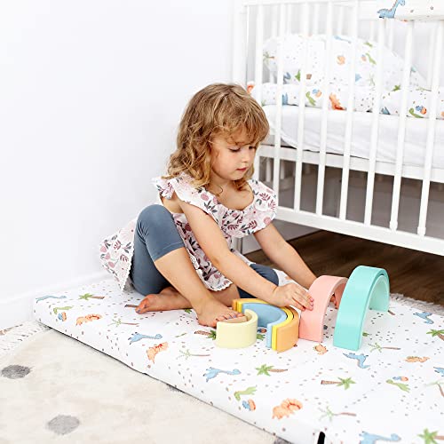 Reisbed matras 60x120 cm opvouwbaar - dikke opvouwbare matras voor baby vouwmatras kinderen matras reisbed 120x60 Dinosaurus - Afbeelding 3