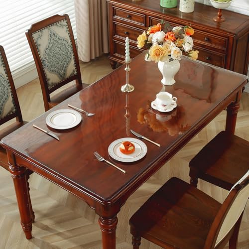 OstepDecor Clear Table Protector 35.4 x 70.9 Inch, 2mm Thick Plastic Table Cover, Waterproof PVC Clear Table Cover Protector, Desk Protector Mat, Writing Desk Pad for Desktop, Coffee & Dining Table - Image 3