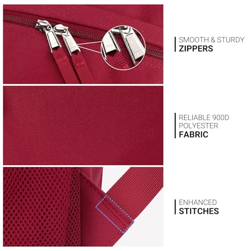 Image of ZORFIN 26L Backpack for College, and Travel: Water Resistant Bookbag - Russet Red