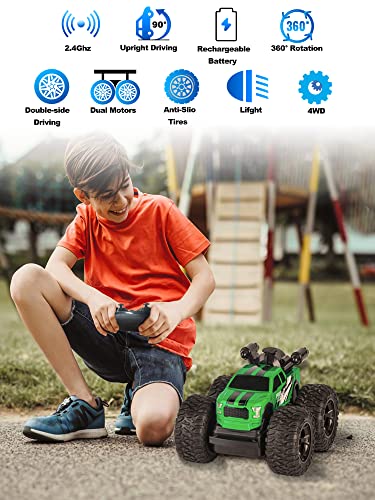 Rc Stunt Car, Rc Monster Trucks 4X4 Offroad, 4Wd 360° Flips Rotating Car Toys For Boys And Girls, Toddler Remote Control Car With Spray Function, Ideal Birthday For Kids (Green) #TOP1