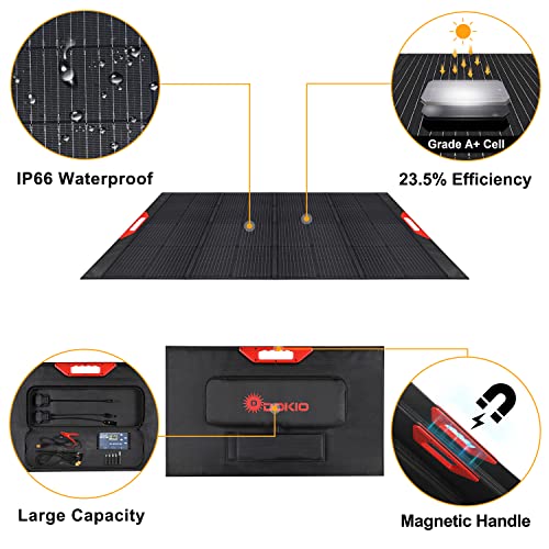 Dokio 220W Pro 18V Portable Solar Panel Kit Folding Solar Charger For 12V Batteries/Power Station Agm Lifepo4 Rv Camping Trailer Car Marine……… #TOP3