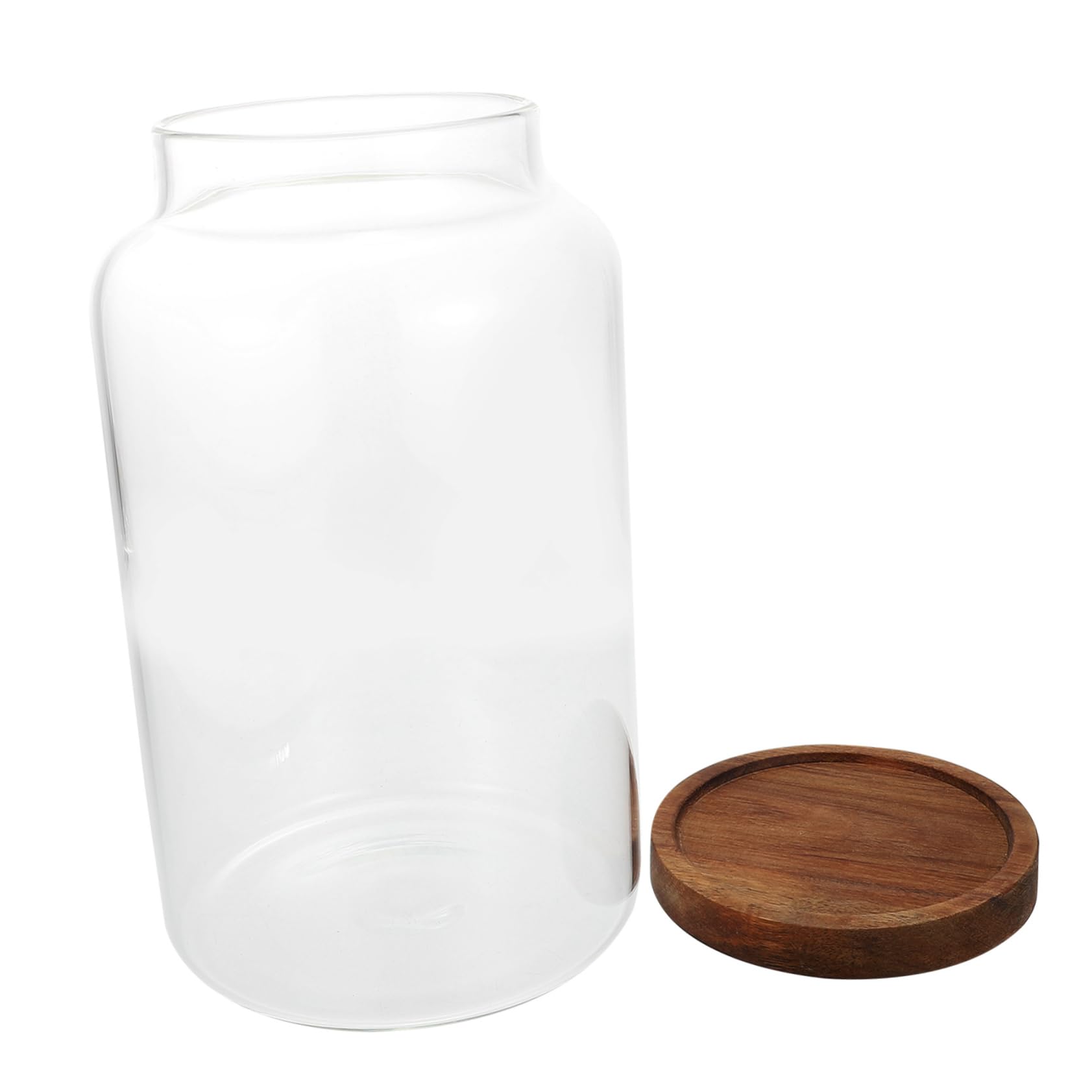 Luftdichtes Vorratsglas aus Glas mit Holzdeckel 2, 8l für Lebensmittel | Flacher Boden, zur Aufbewahrung von Tee und Getreide, Schützt vor Feuchtigkeit