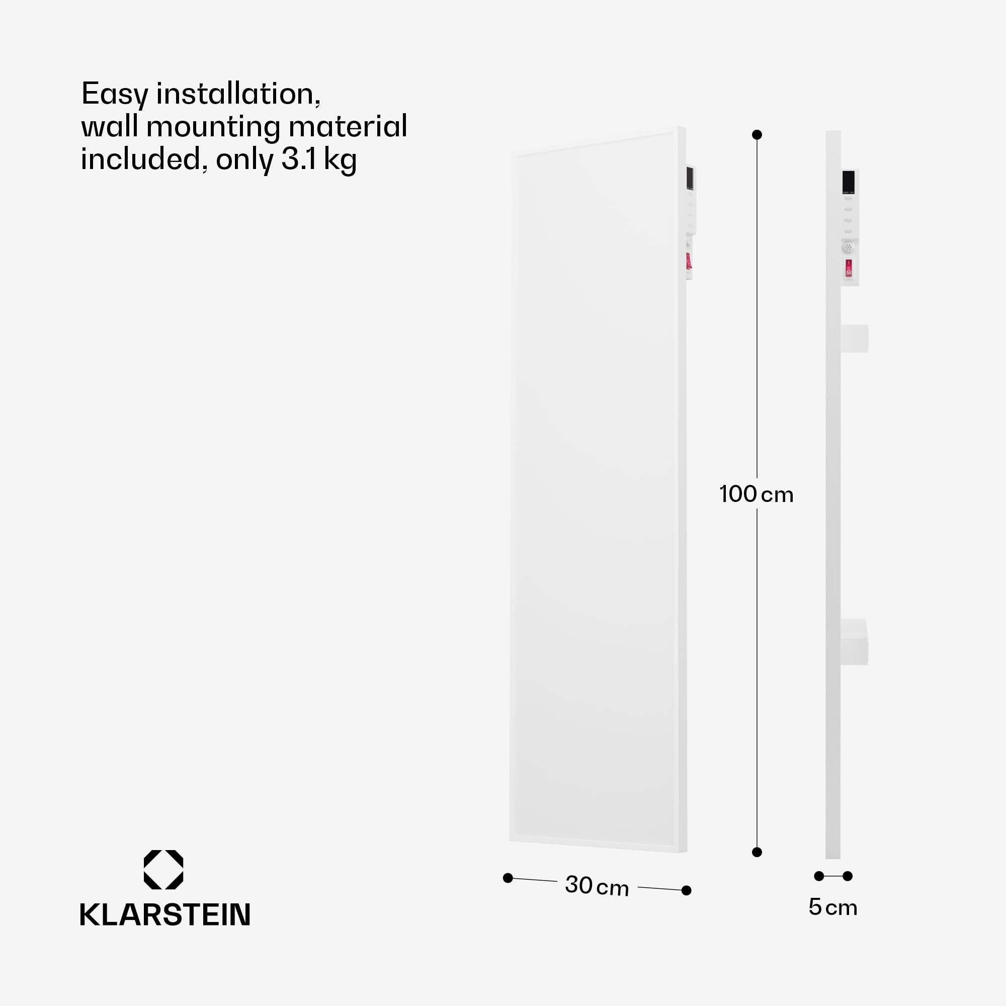 Klarstein Elektryczny grzejnik o niskim zużyciu energii na podczerwień, kuchenka ścienna 320 W, aplikacja i WiFi, wykrywanie otwartego okna, timer, nadajnik termiczny, grzejniki o niskim zużyciu
