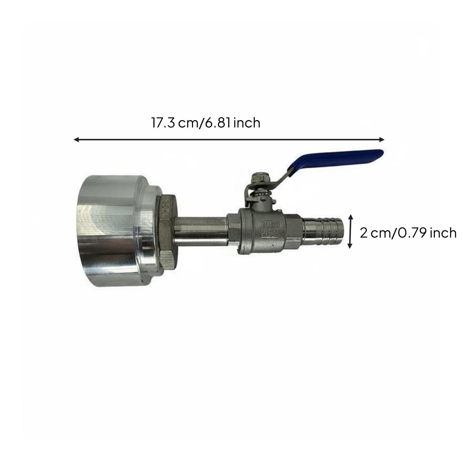 Harilla Válvula Adaptadora de Aluminio Válvula de Tanque Adaptador de Contenedor Acople Enroscado Junta de Sellado Gruesa Antiderrames y Adecuada para Drenaje, 20MM, Ss Recto