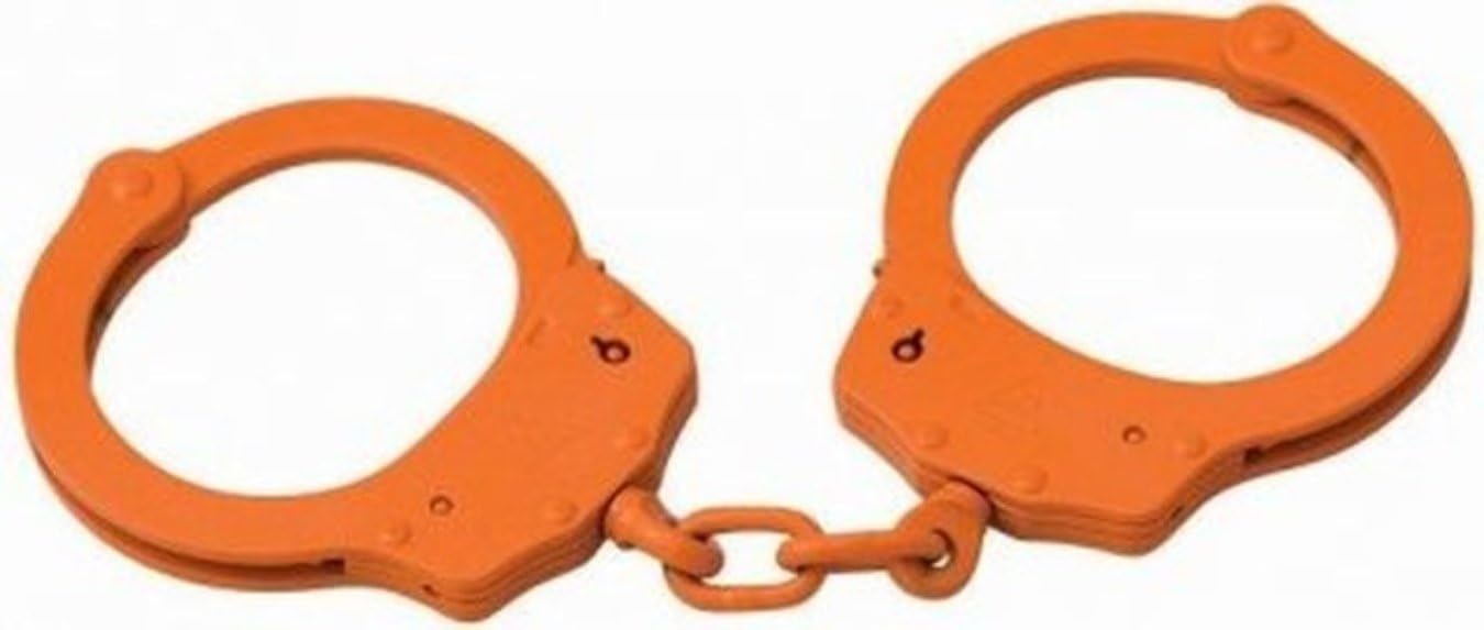 CTS Thompson 1010 PROFESSIONAL GRADE Gorcote ORANGE Police Security Officer Guard Corrections Inmate Prisoner Chain Hardened STEEL Double Locking Handcuffs Restraints NIJ Certified