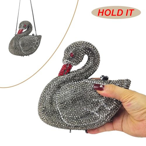 Image of Elegant Swan Evening Purse Animal Crystal Clutch Women Minaudiere Handbag Party Luxury Rhinestone Bag | Animal Crystal